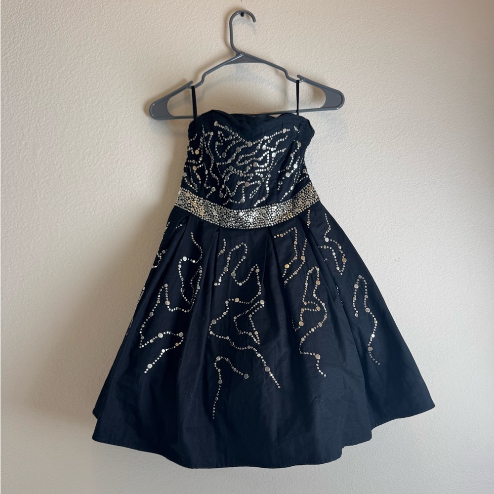 Vintage Rare Abstract black studded cocktail dress (Small)